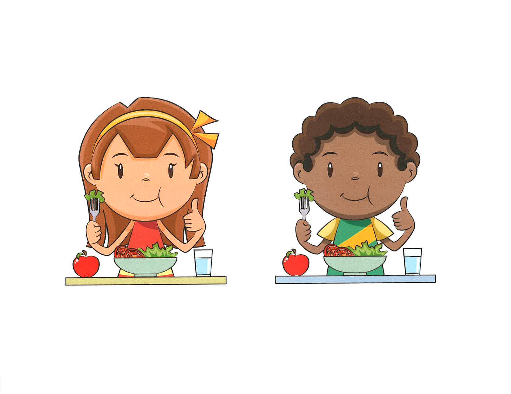 Picture of a girl and a boy eating
