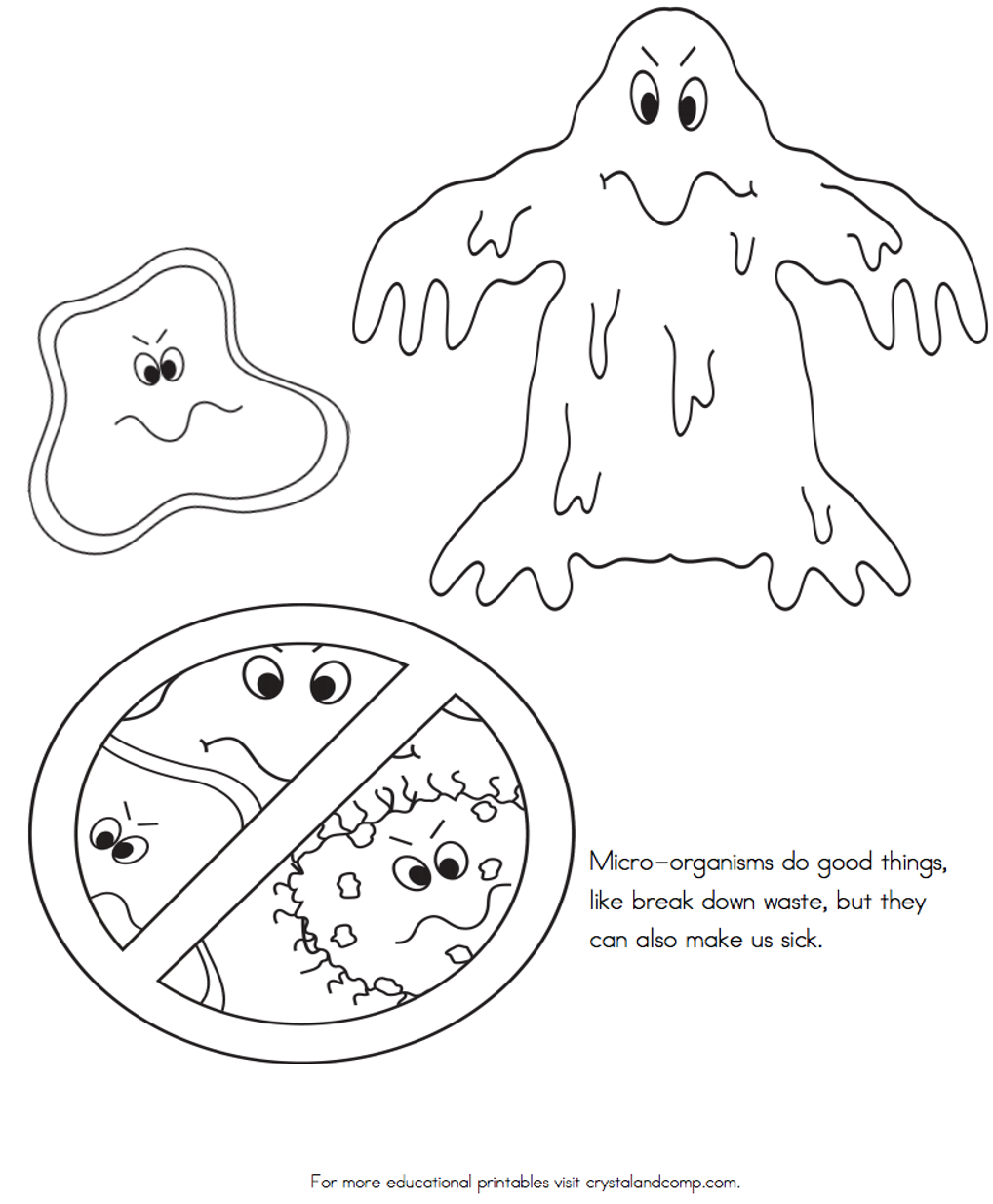 picture of germs and micro-organisms to color