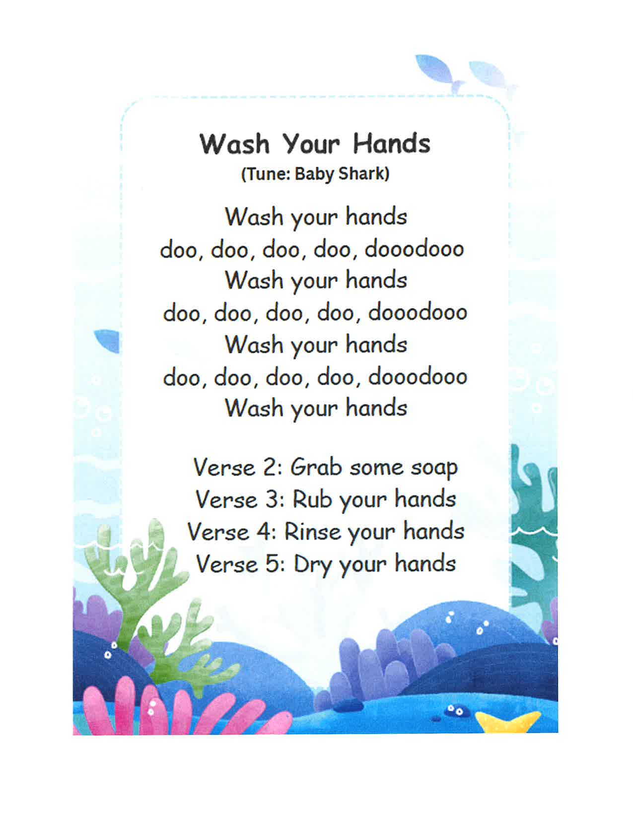 Open to view the wash your hands song