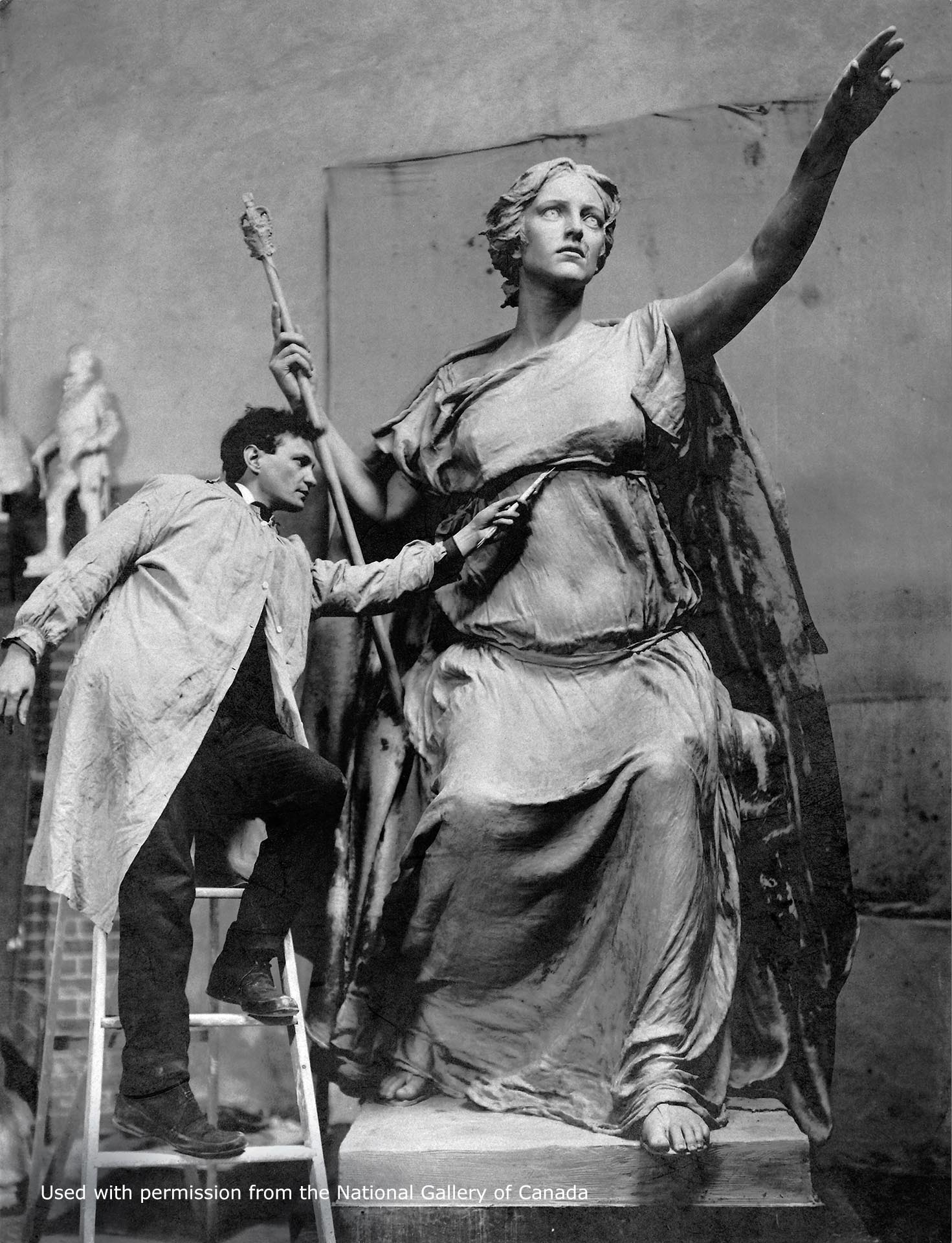 Photograph of Walter Allward Sculpting