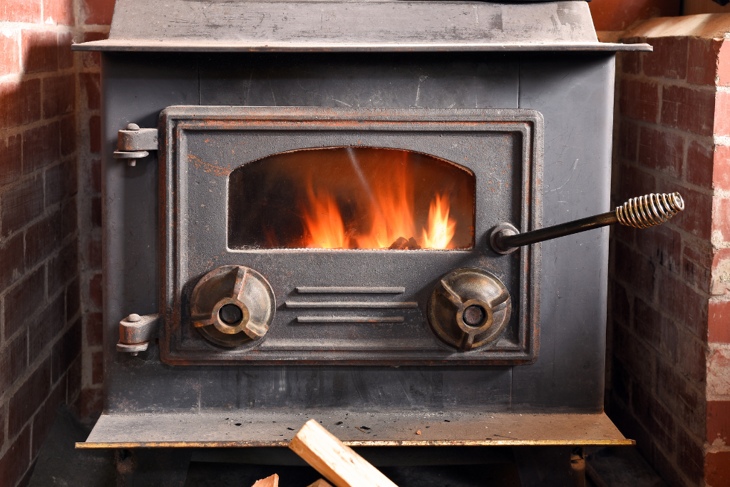 An old wood burning stove.