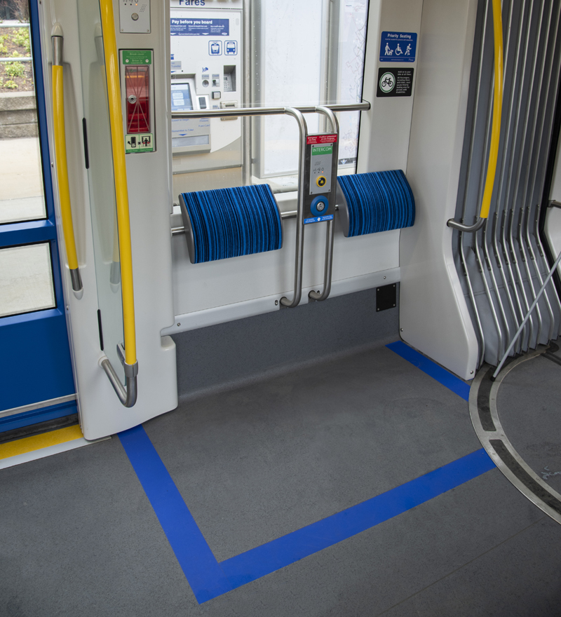 train priority seating area with two backrests