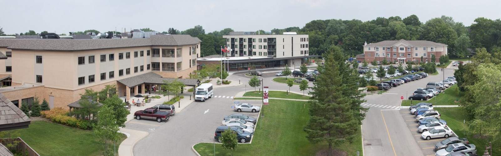 An aerial view of the Sunnyside campus of buildings in Kitchener.