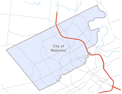 Map of the City of Waterloo.