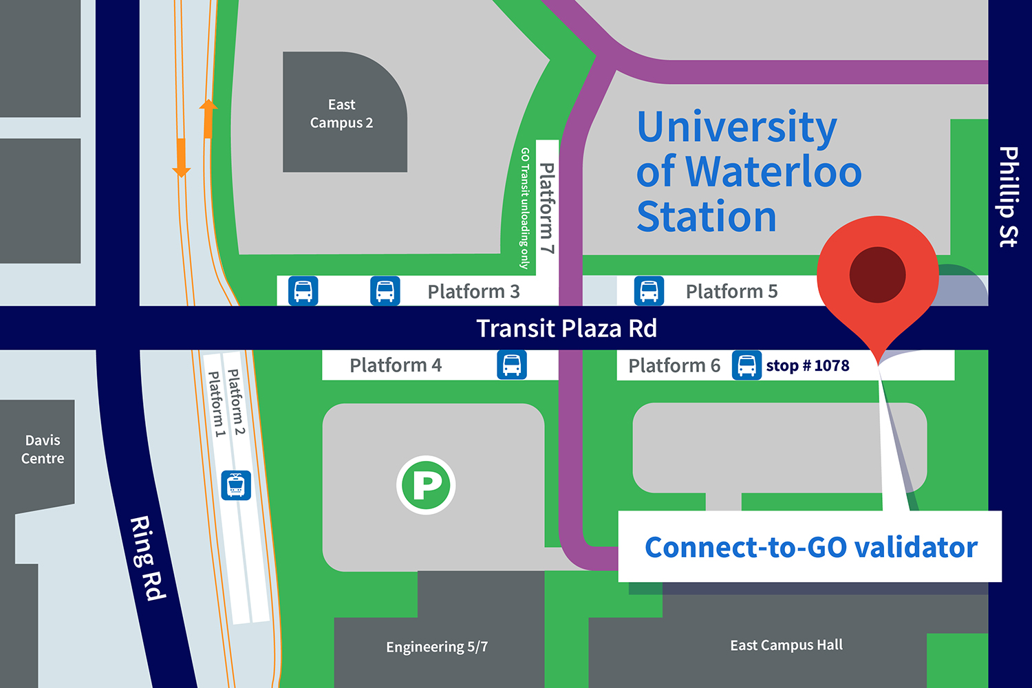 Map of the Connect-to-GO validator at UW Station