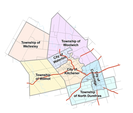 Map of Waterloo Region boundries