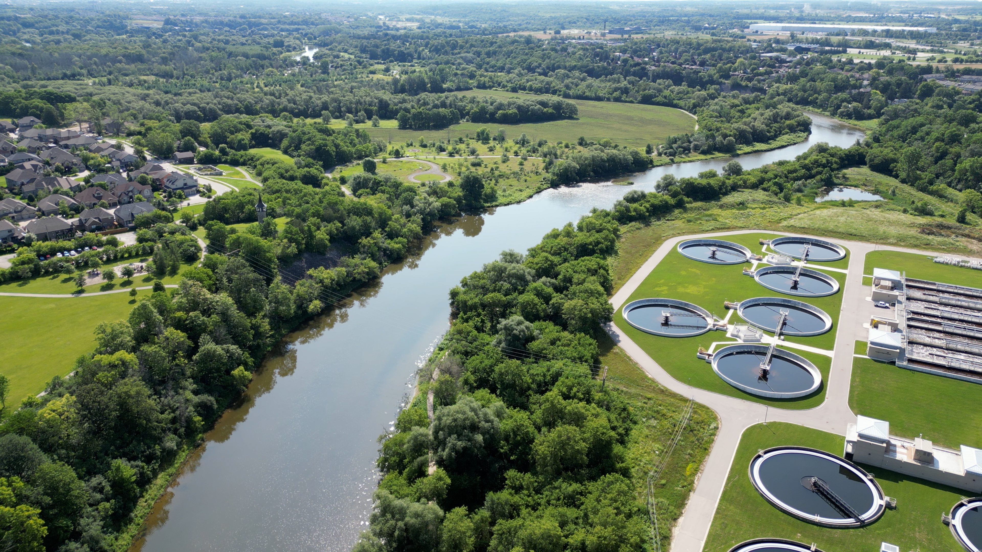 Kitchener wastewater treatment plant beside the Grand River