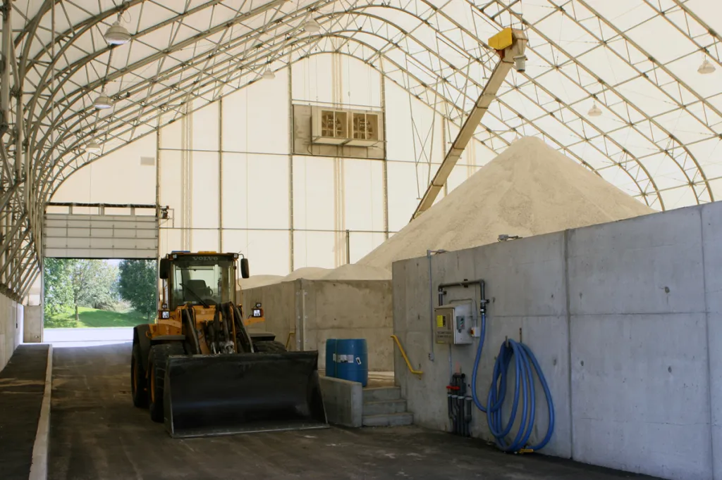 Salt storage facility at the Region of Waterloo Operations Centre. (photo credit: Donald Graham)