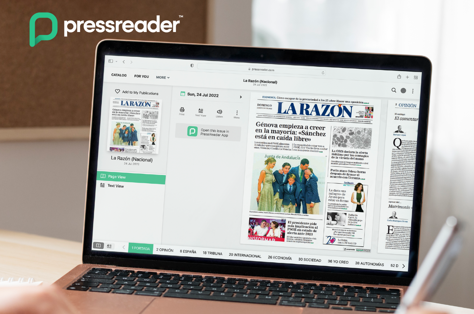 Pressreader on laptop