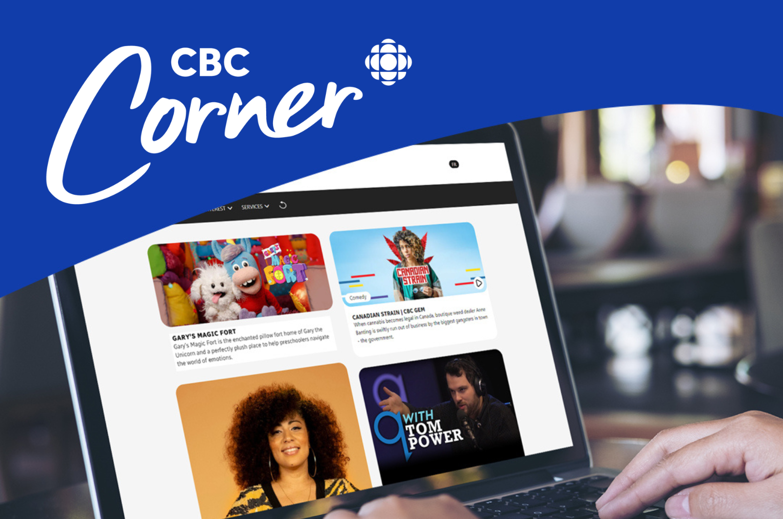 CBC Corner on a laptop