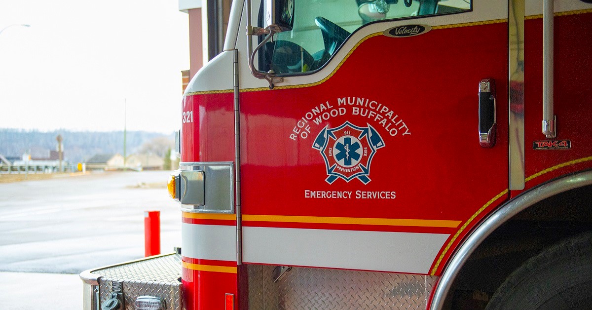 Fire truck in bay