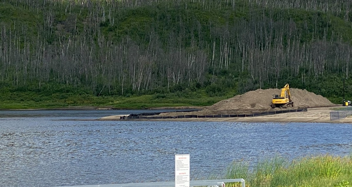 Dredging work on the river
