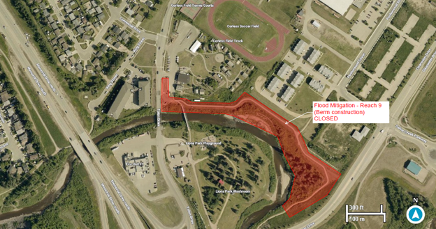 Map of reach 9 construction with highlighted area