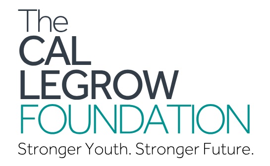 Logo with teal and black text that reads "The Cal Legrow Foundation Stronger Youth Stronger Future