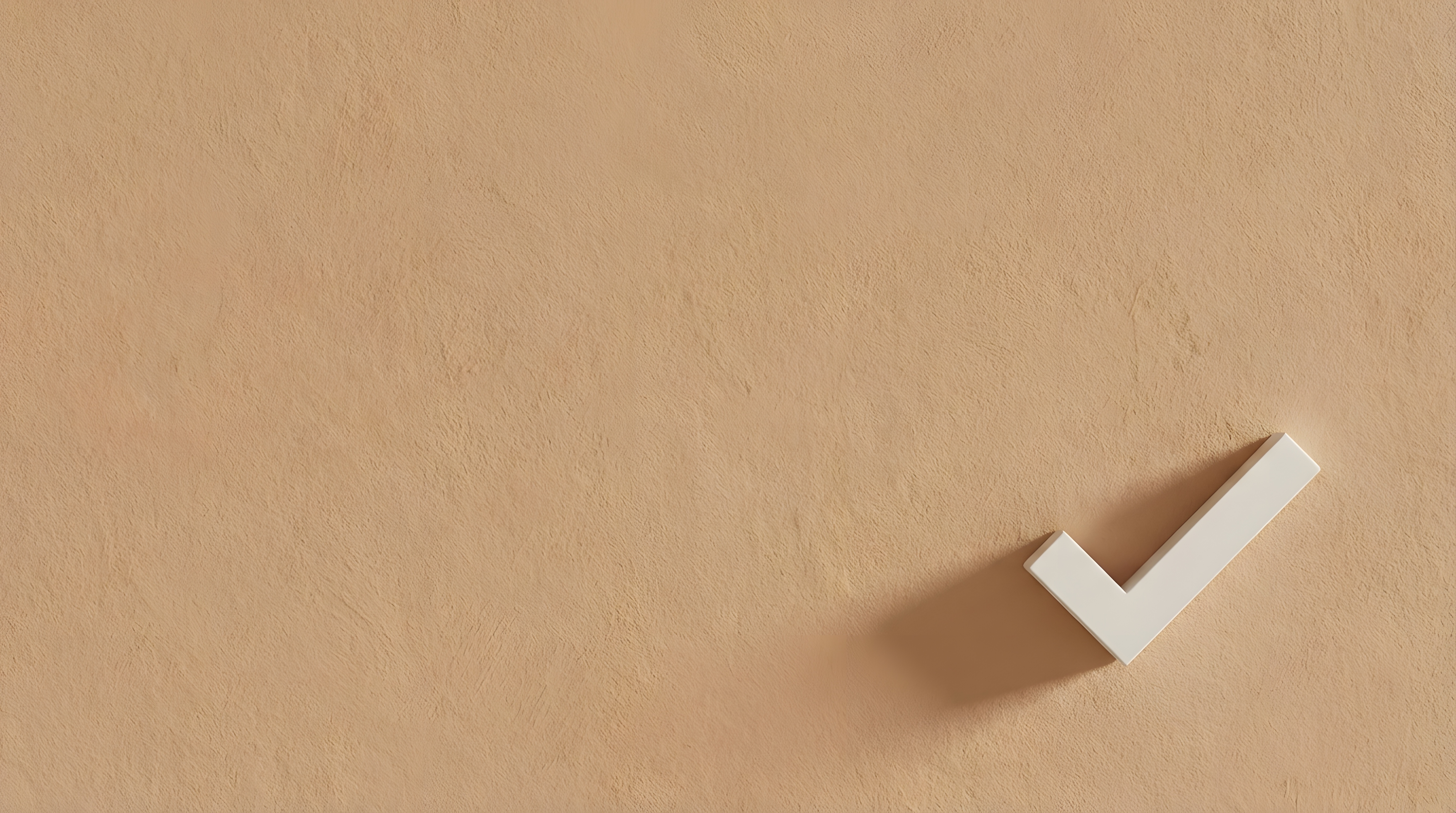 White checkmark on a brown background