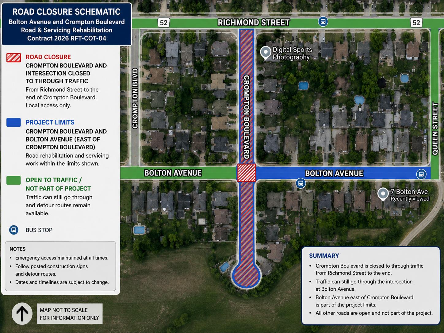 Crompton Blvd. Road Closure Aerial View