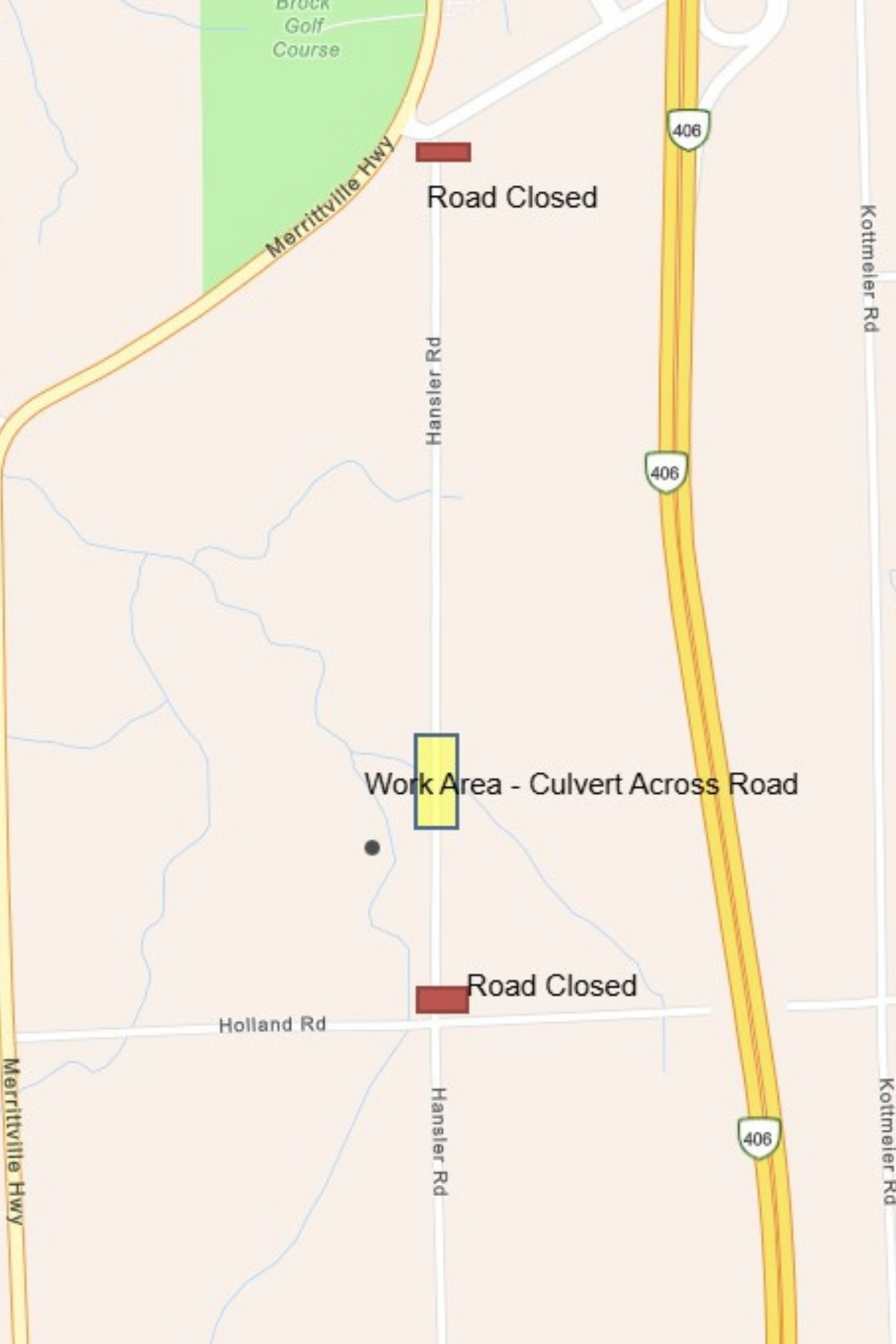 Hansler Rd. Closure Map