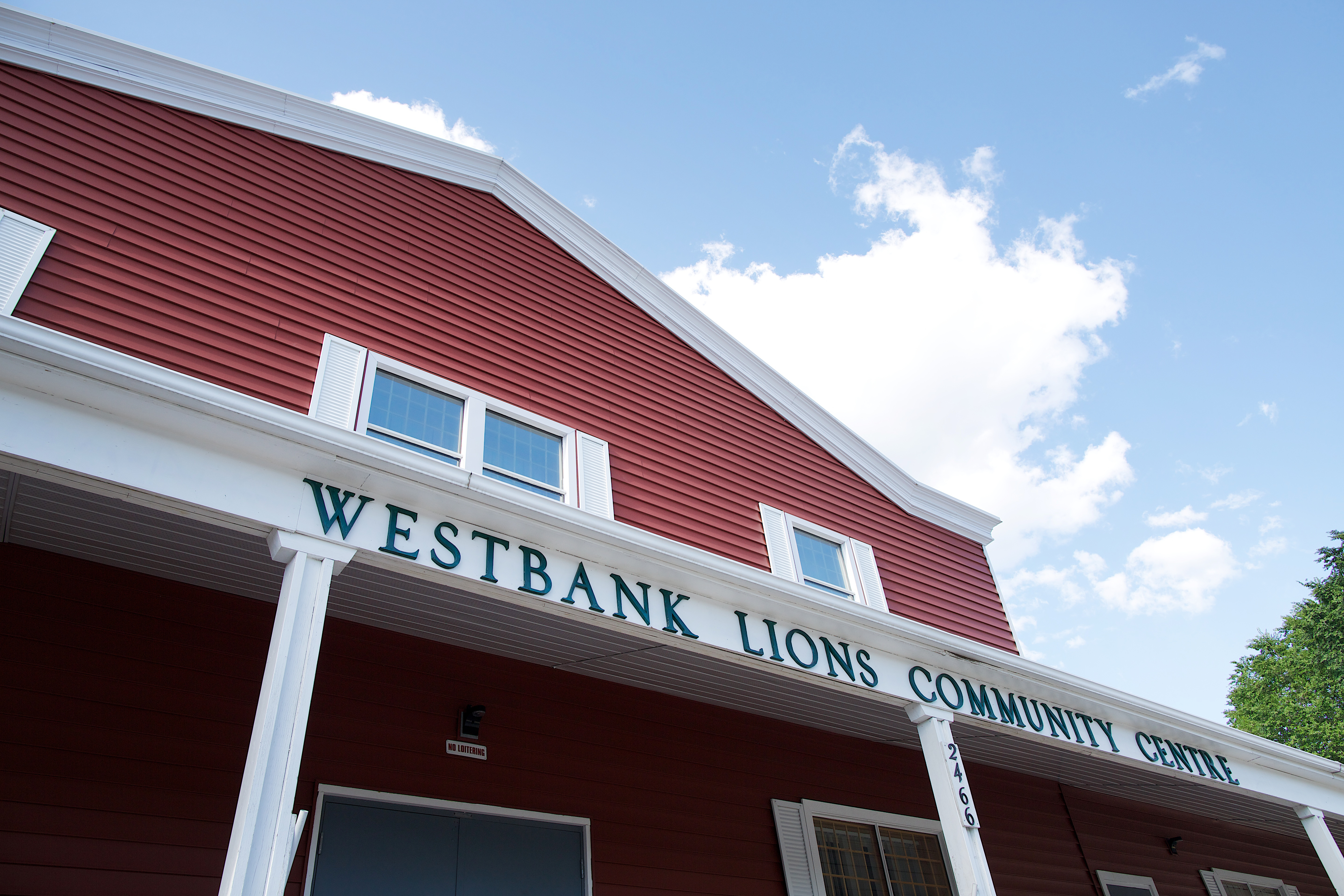 The main entrance sign at Westbank Lions Community Centre.
