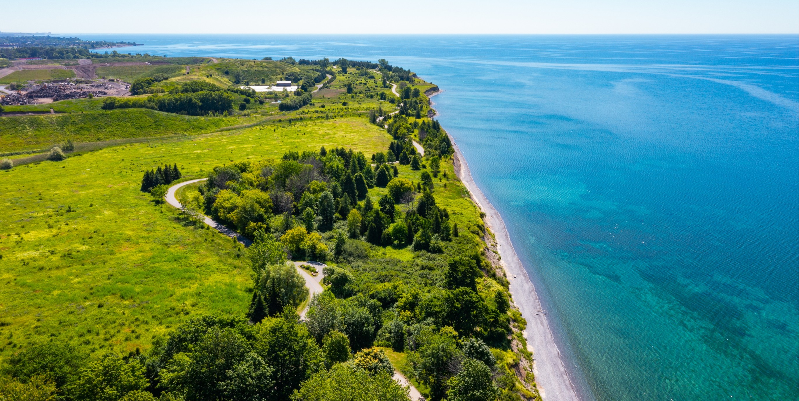 Birds eye view of Whitby waterfront trail 