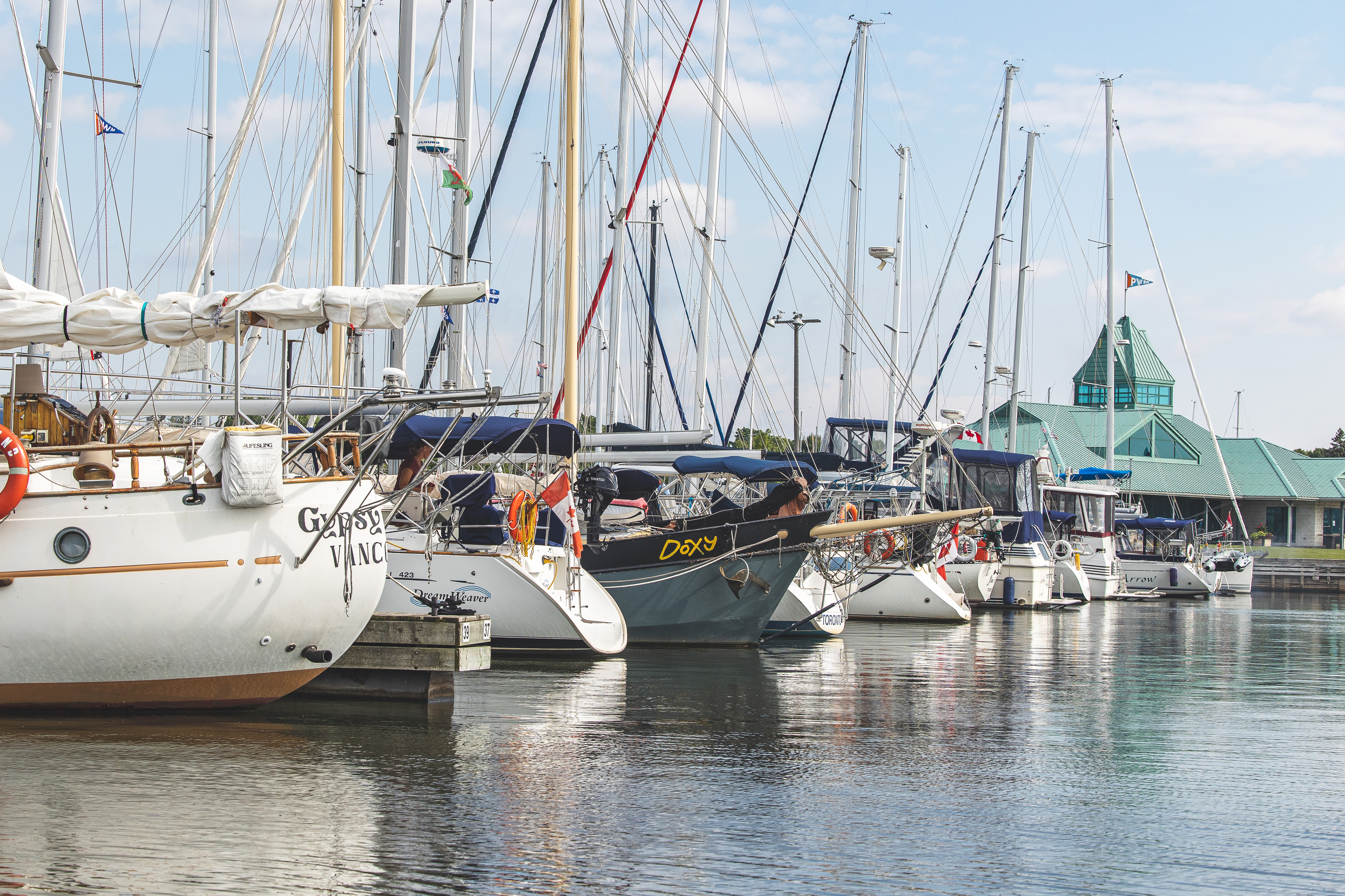 Boats parked at the Whitby Marina on Lake Ontario 