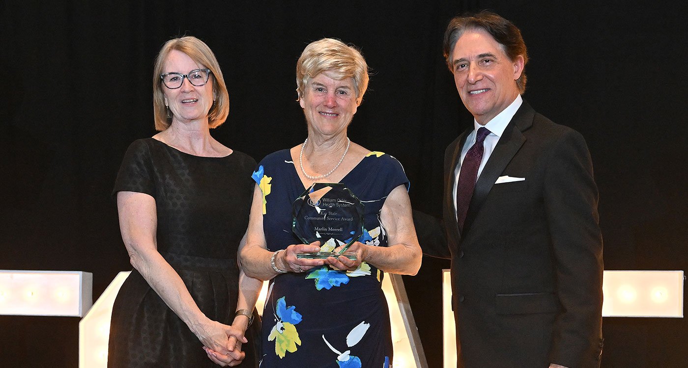 <img src(l-r): Linda Franklin, Chair of the Board of Directors, William Osler Health System; Marlin Morrell, 2024 Kay Blair Community Service Award recipient; and Dr. Frank Martino, President and CEO, William Osler Health System